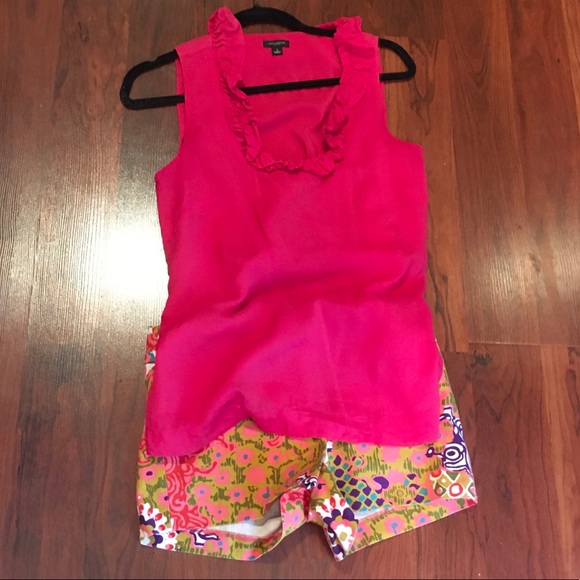 J Crew Colorful Tropical Coral Chartreuse Green - Picture 4 of 7